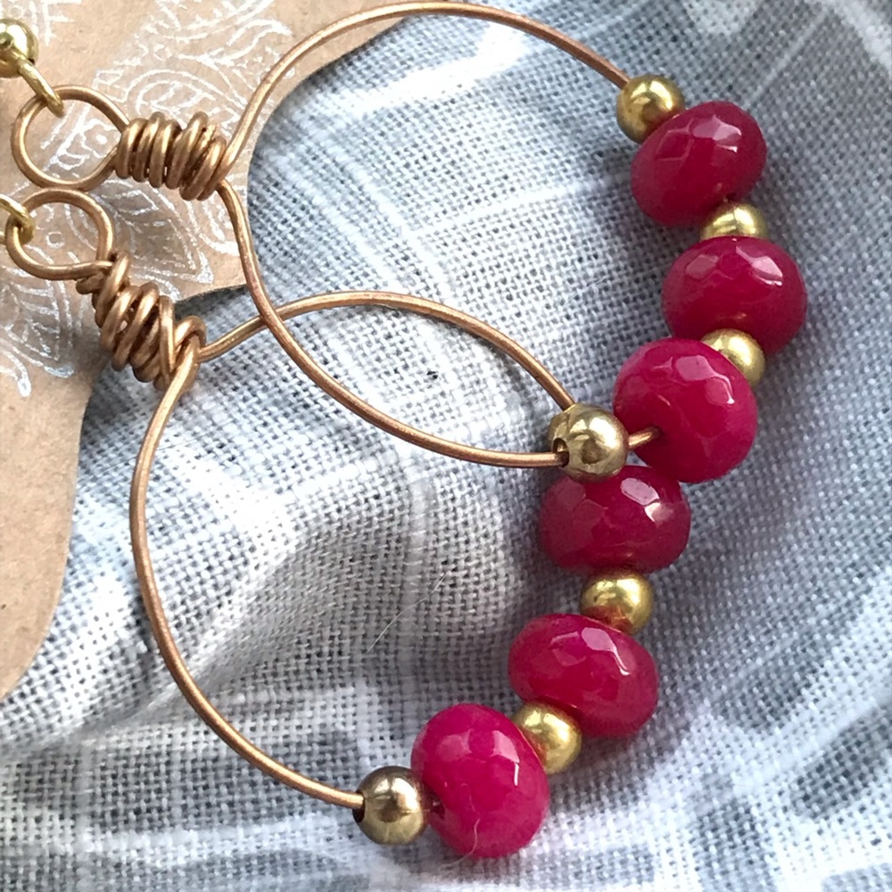 Pink & gold earrings
